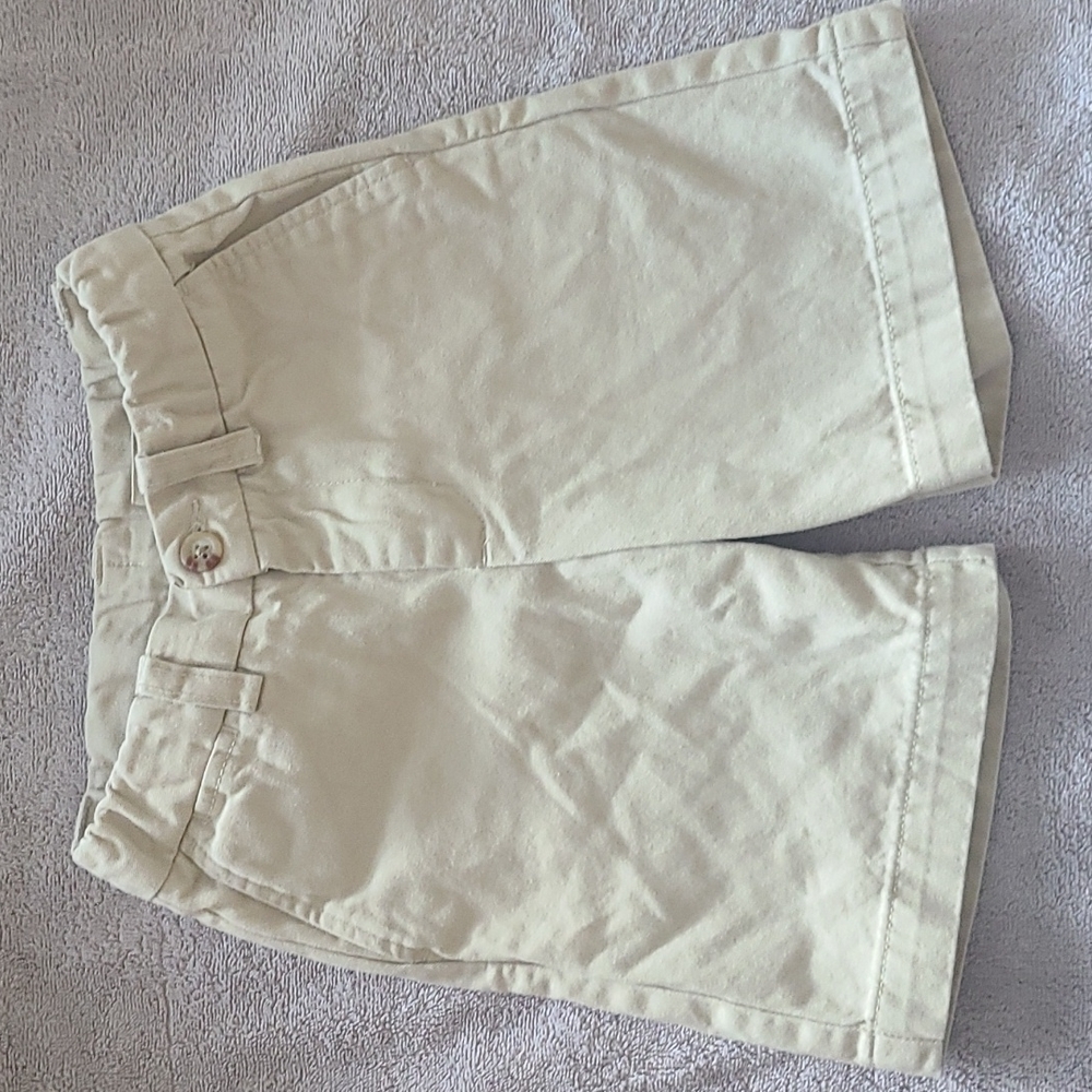 Polo size 4- flat front khaki shorts
